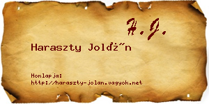 Haraszty Jolán névjegykártya